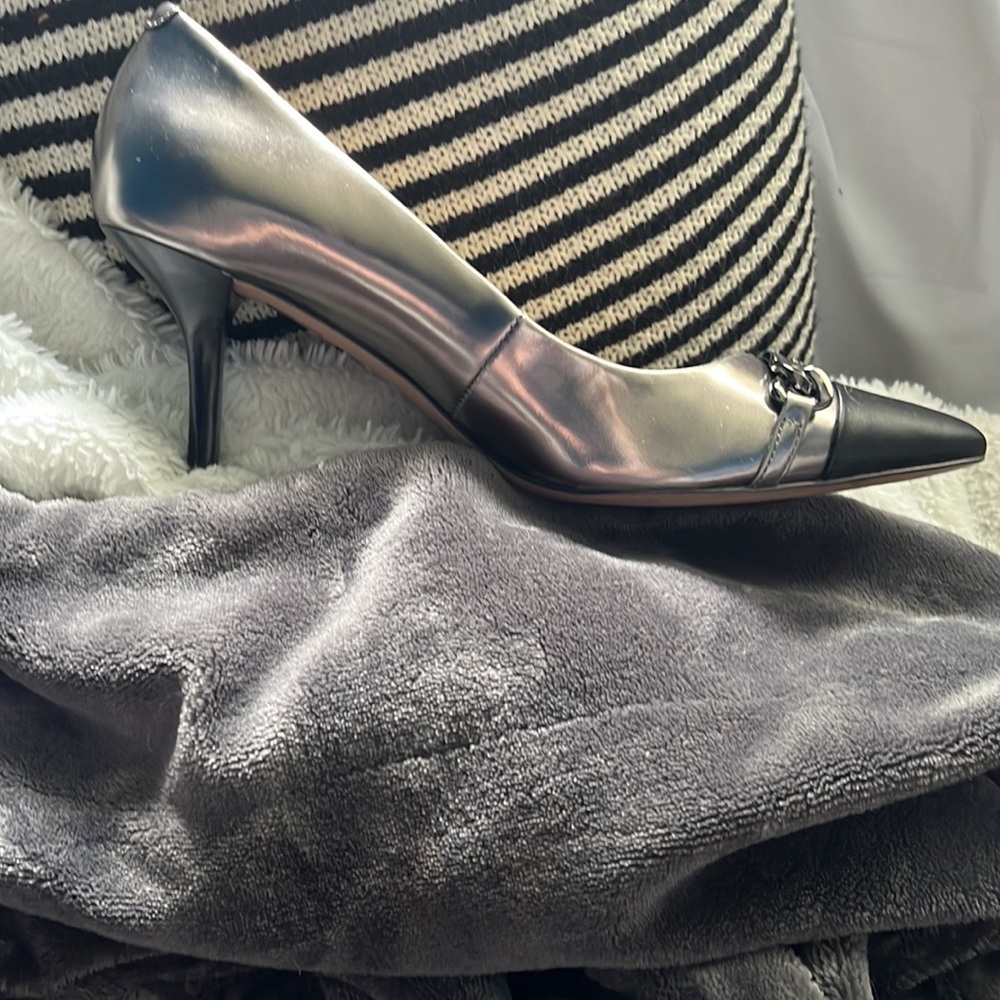 Coach Bowery gunmetal/black high heel shoes